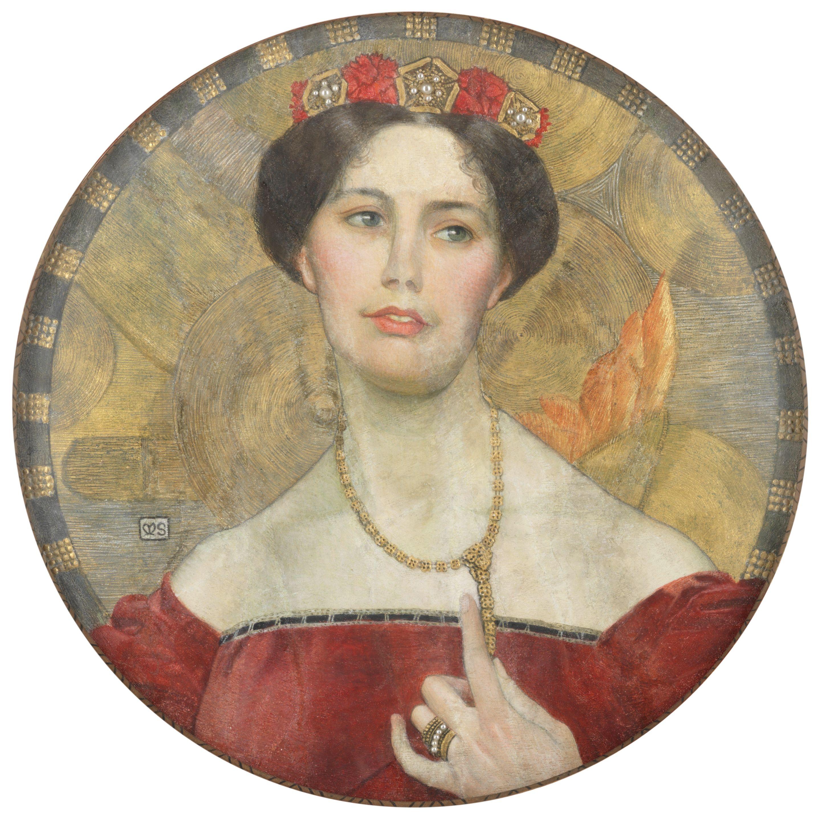 Marianne Stokes - Portrait of Lady Northbourne tondo 44.2 (17 3/8in) diameter.