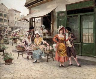 Mariano Alonso Perez y Villagrossa - A tryst at the flower market