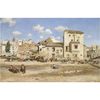 Mariano Barbasán Lagueruela - Spanish calle In Un Pueblo (Village Street Scene)
