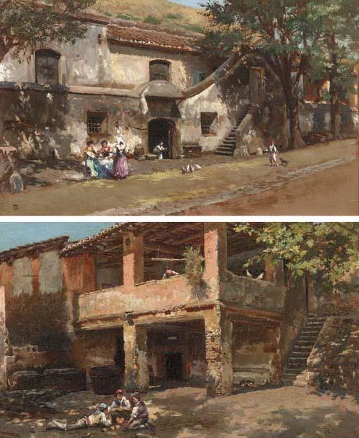 Mariano Barbasán Lagueruela - Young girls in the street; and Young boys in the street