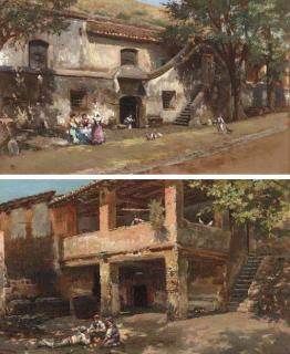 Mariano Barbasán Lagueruela - Young girls in the street; and Young boys in the street