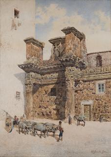 Mariano De Franceschi - Scorcio con ruderi, Roma