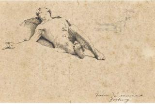 Mariano Fortuny Y Marsal - Homme Nu Allongé Et Une Étude Subsidiaire D\'Un Cheval Attelé