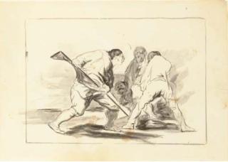 Mariano José Marma Bernardo Fortuny y Carbó - Trois hommes attaquant un homme agenouillé