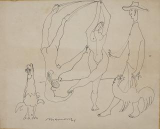 Mariano Rodríguez - Desnudos con gallos y guajiro (Mujeres, gallos y guajiro)