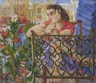 Mariano Rodríguez - Woman on Balcony
