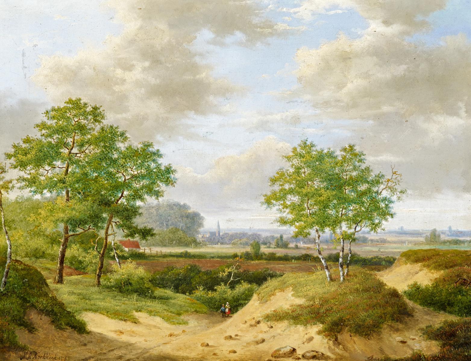 Marianus Adrianus Koekkoek - Holländische Landschaft mit Reisigsammlern