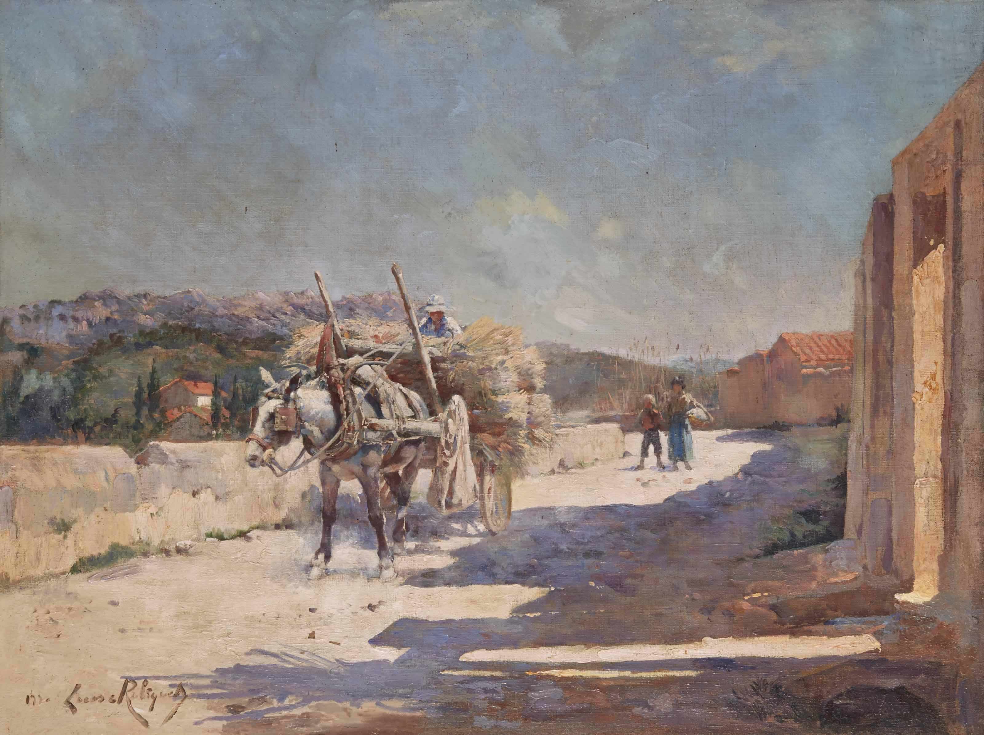 Marie Aimee Eliane Lucas-Robiquet - Chemin de Provence avec une charrette