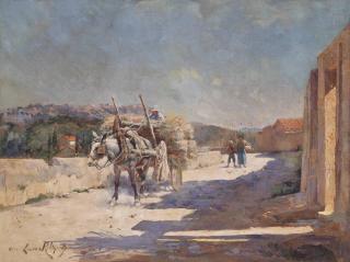 Marie Aimee Eliane Lucas-Robiquet - Chemin de Provence avec une charrette