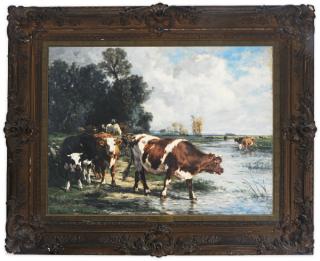 Marie Dieterle - Cows drinking in a river landscape