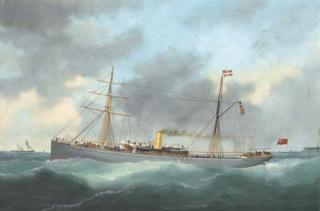 Marie-Edouard Adam of Le Havre - The British steamer Rex running out of Le Havre