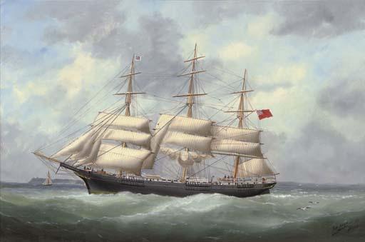 Marie-Edouard Adam Of Le Havre - The full-rigger Austriana reducing sail and calling for a pilot