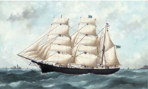 Marie-Edouard Adam of Le Havre - The Swedish barque Wakefield running out of Le Havre