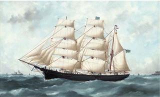 Marie-Edouard Adam of Le Havre - The Swedish barque Wakefield running out of Le Havre