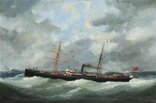 Marie-Edouard Adam - R. Bell & Co.\'s steamship Bothal in a heavy swell