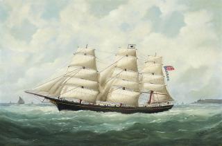 Marie-Edouard Adam - The American ship Olive S Southard of San Francisco in French waters off Le Havre