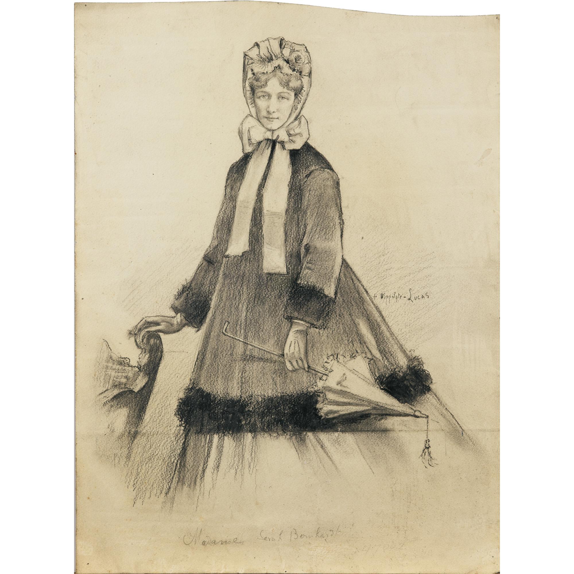 Marie-Félix Hippolyte-Lucas - Portait De Sarah Bernhardt En Tenue De Ville; Portrait De Marie Lloydmarie-Félix Hippolyte-Lucas ; A  Portrait Of Sarah Bernhardt And A Portrait Of Marie Lloyd ; Signed And Titled ; Pencil ; Unframed