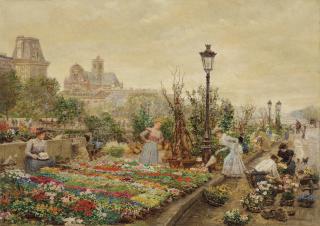 Marie-François Firmin-Girard - Le quai aux fleurs et l\'hôtel de ville