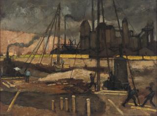 Marie Henri MacKenzie - Pile-driving on a construction site, Amsterdam
