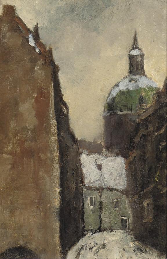 Marie Henri MacKenzie - Straatje in Dordrecht: street scene in Dordrecht