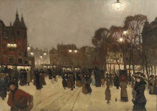 Marie Henrie Mackenzie - An evening on the Leidseplein, Amsterdam