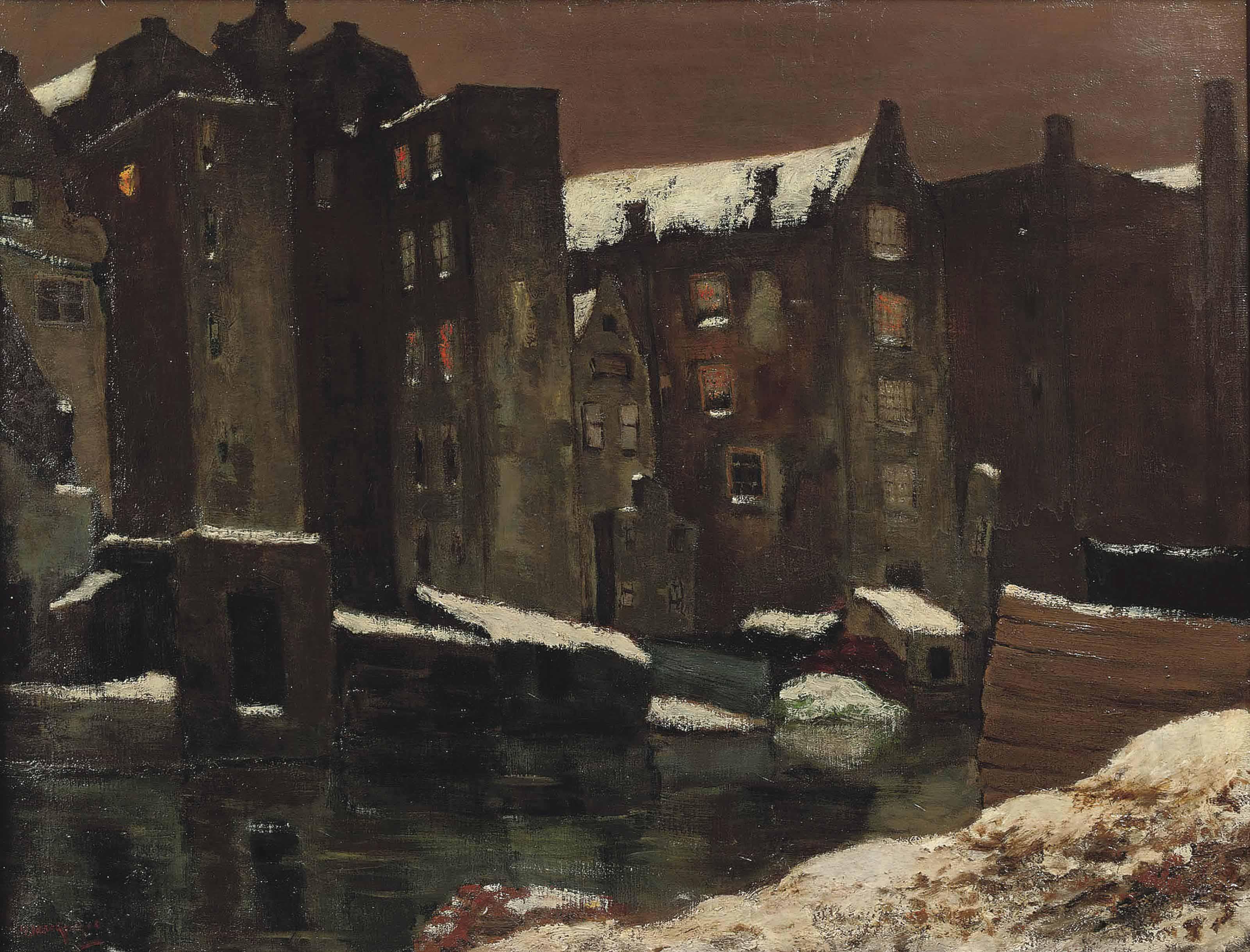 Marie Henrie Mackenzie - Boltens Grachtje te Amsterdam; a canal in Amsterdam