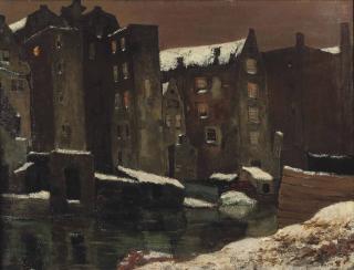 Marie Henrie Mackenzie - Boltens Grachtje te Amsterdam; a canal in Amsterdam