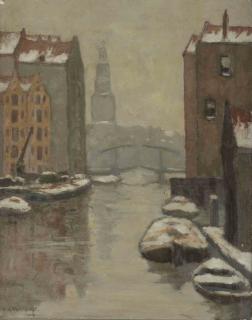 Marie Henrie MacKenzie - The Rapenburgwal with the Montelbaanstoren beyond, Amsterdam