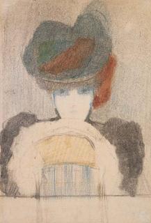 Marie Laurencin - Autoportrait au chapeau, roux et noir