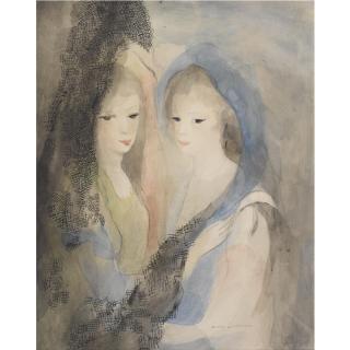 Marie Laurencin - Deux Jeunes Femmes Mantille Et Voile Bleu