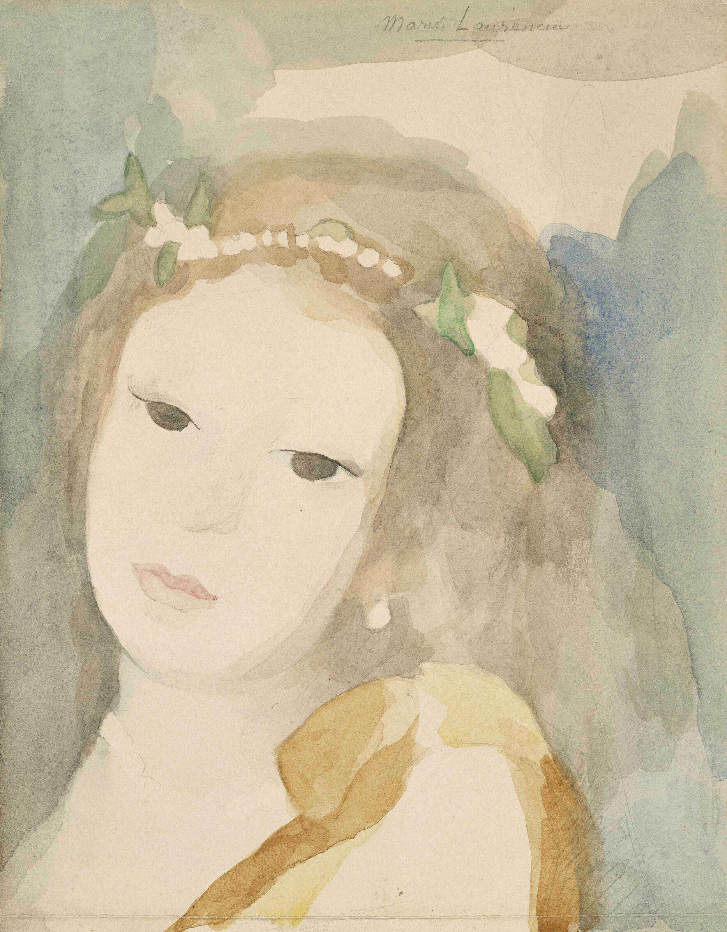 Marie Laurencin - Jeune Fille à la couronne de perles et de fleurs
