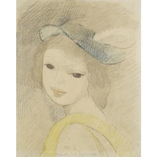 Marie Laurencin - Jeune Fille À L\'Écharpe Jaune Et Au Chapeau Bleu