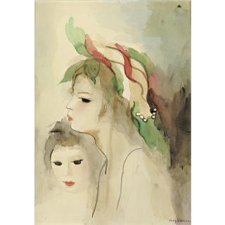 Marie Laurencin - Jeune Fille Et Fillette, Rouge Et Vert