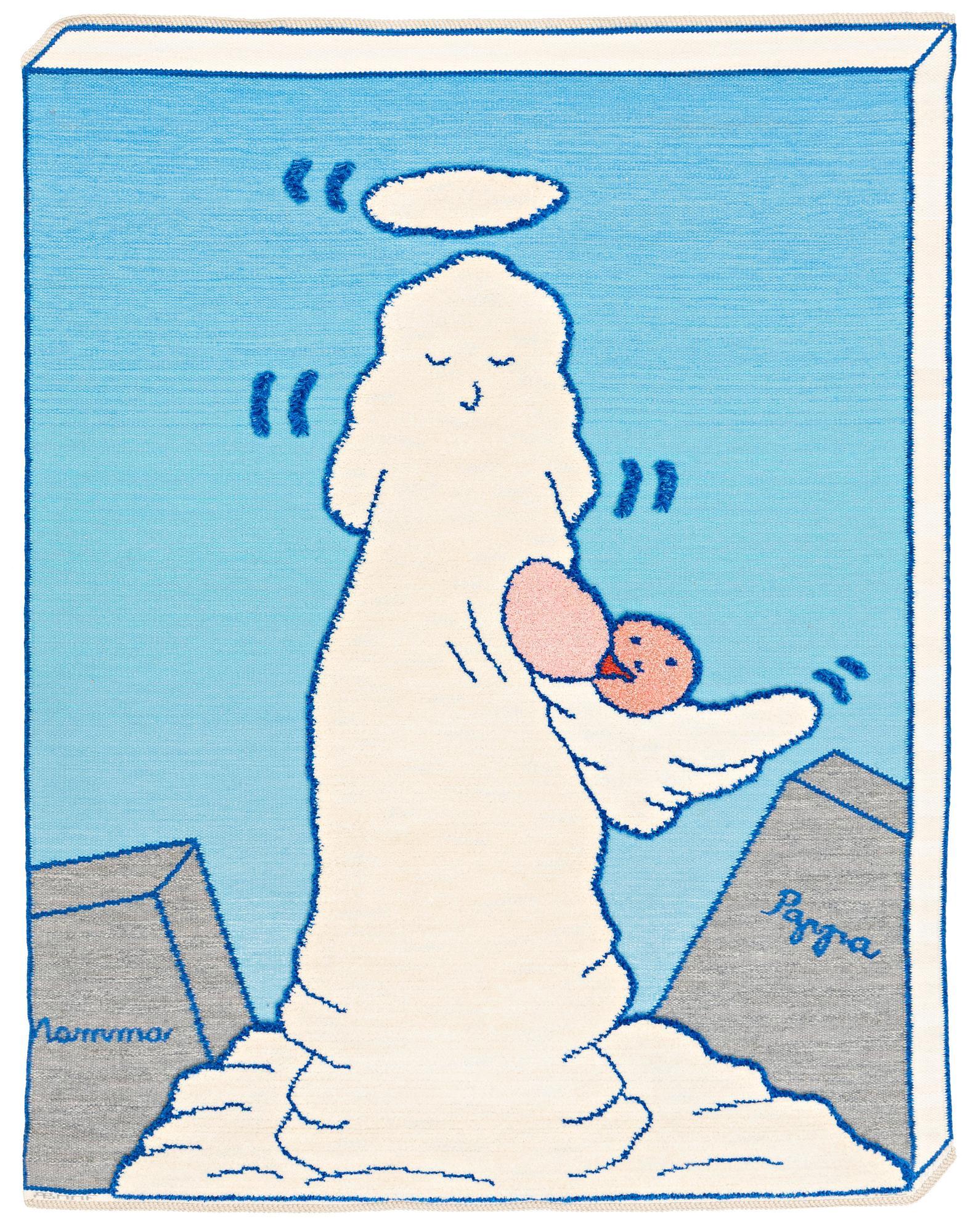 Marie-Louise Ekman - a carpet /tapestry, \'Utan titel\' (\'untitled\') flat weave and knotted pile, c 202 x 158 cm, signed AB MMF MLE