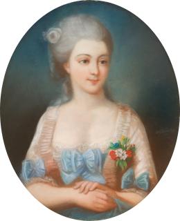 Marie Louise Élisabeth Vigée-Lebrun - Bildnis einer jungen Dame mit Rose im Haar.