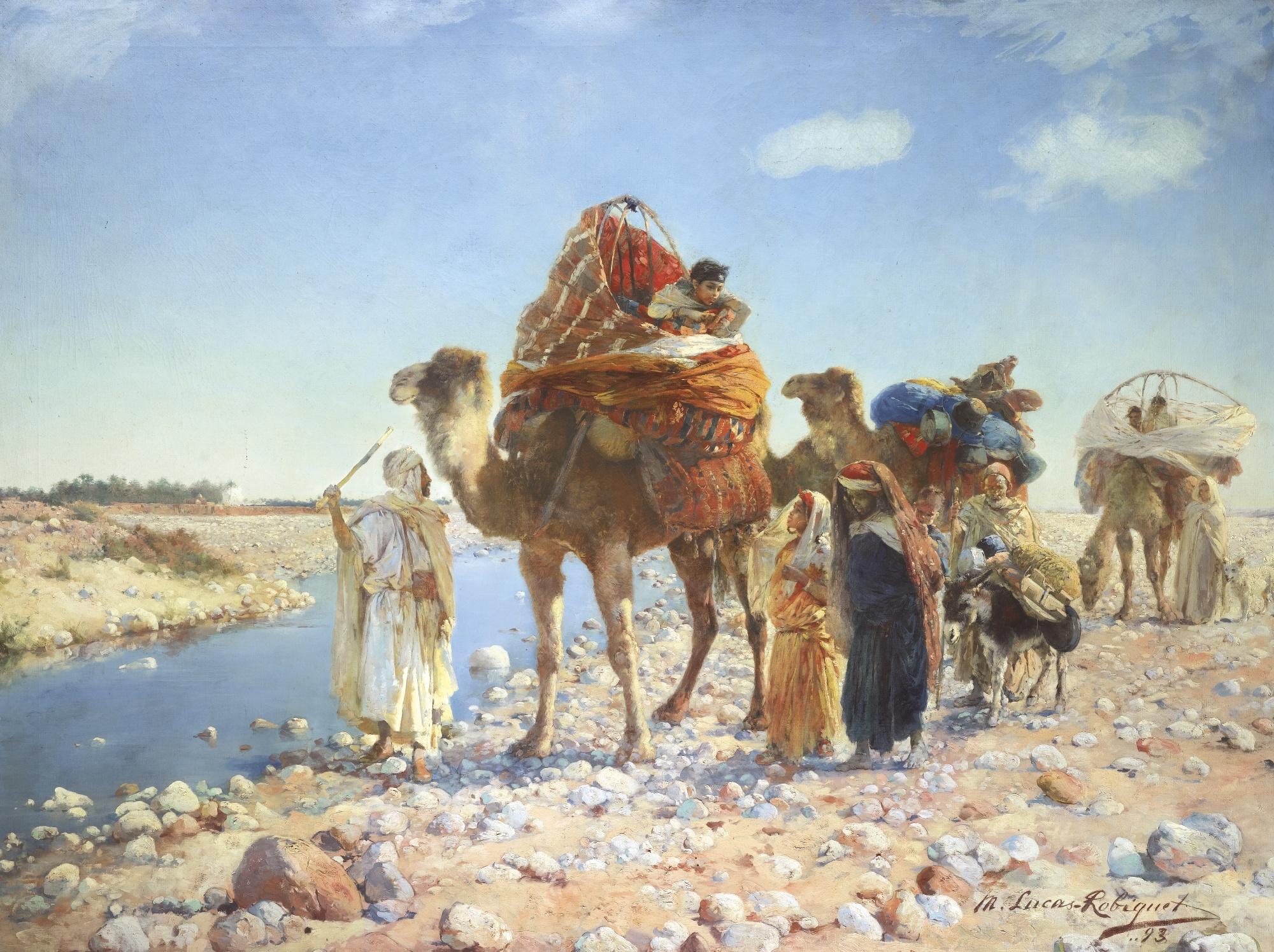 Marie Lucas-Robiquet - French une Caravane Dans L\'Oued-Biskra