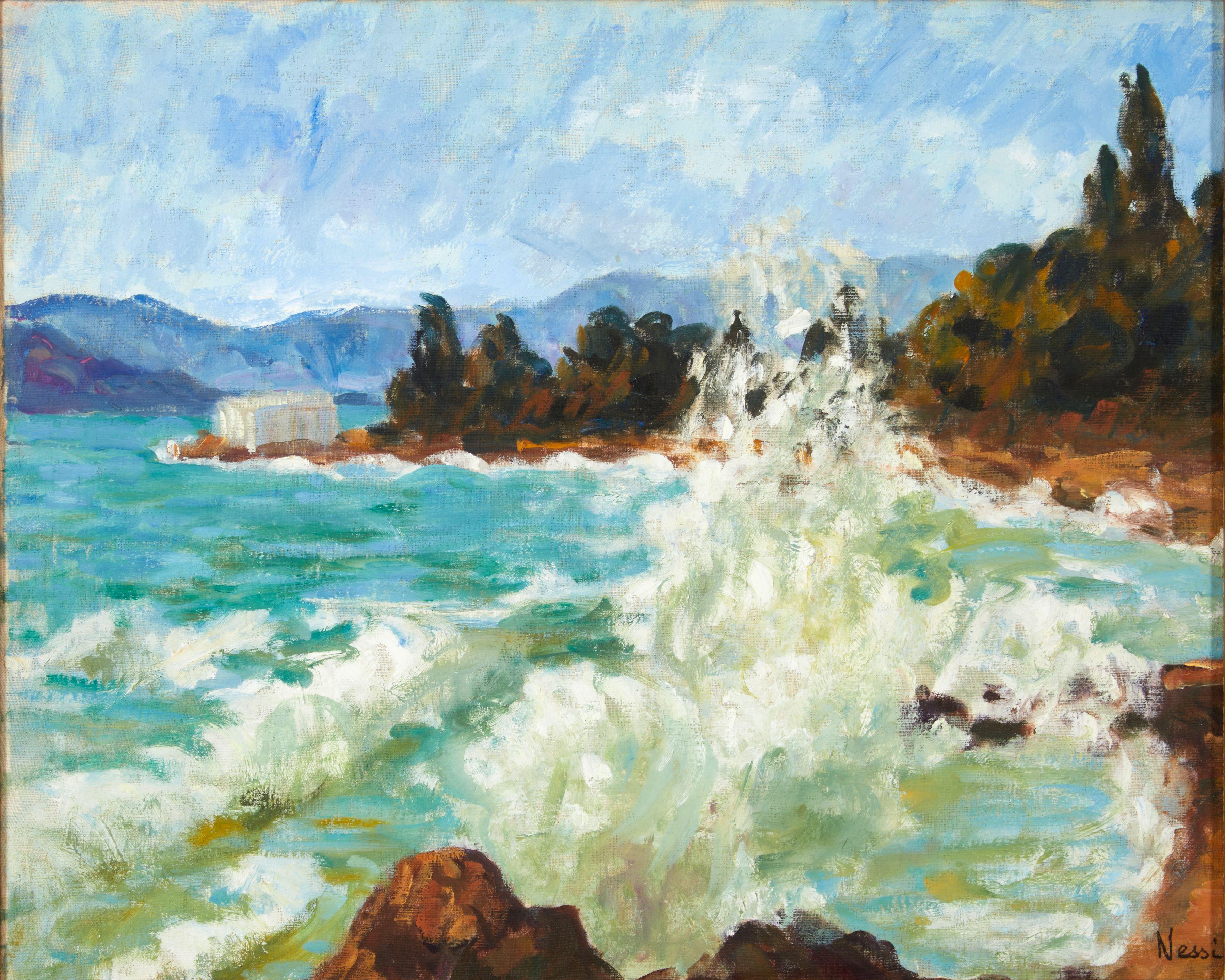 Marie Lucie Nessi-Valtat - Breaking Waves 13 x 16 1/4 in. (33.0 x 41.3 cm) framed 20 3/4 x 23 3/4 x 2 3/4 in.