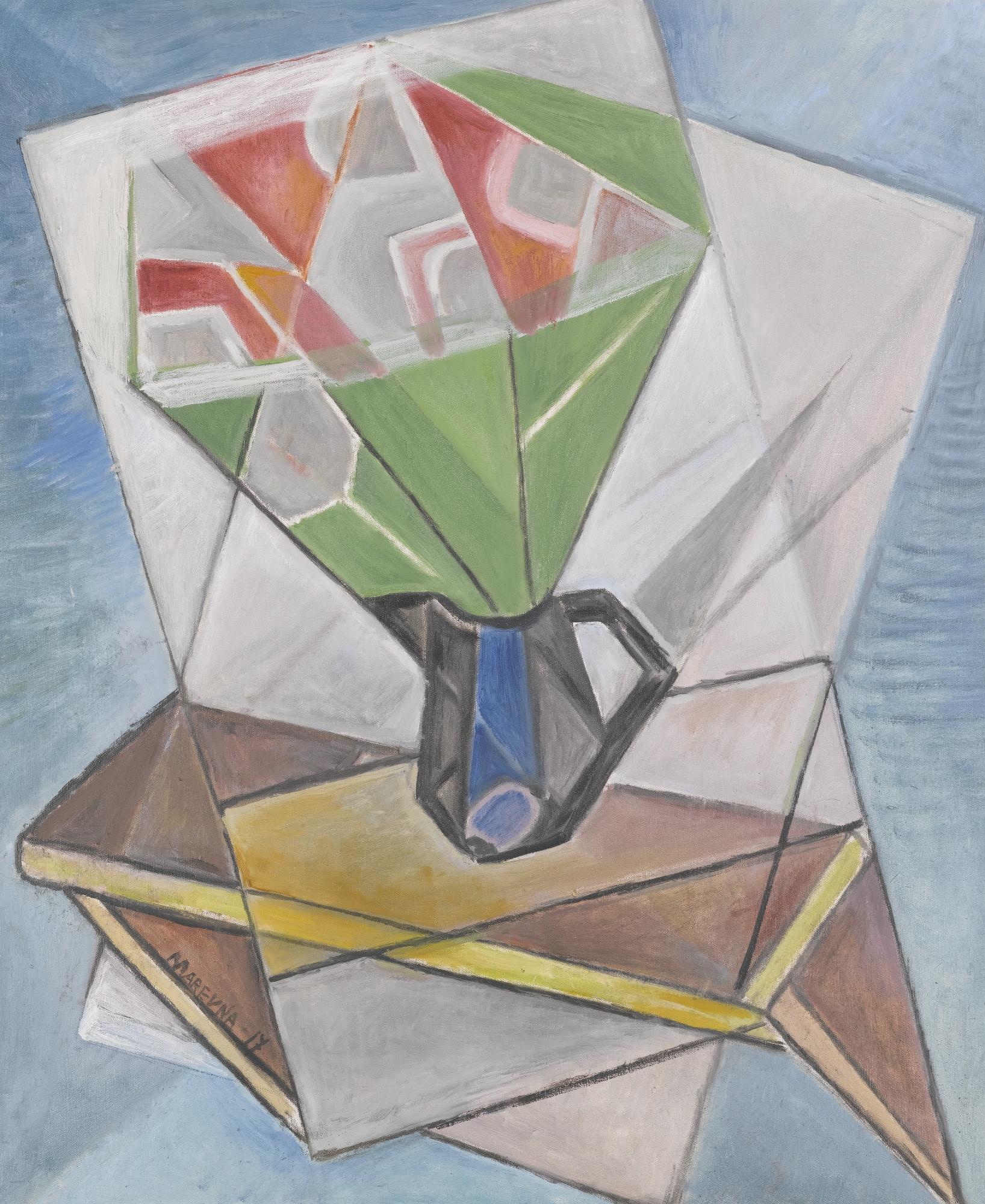 Marie Marevna - Flower Study In Green And Red