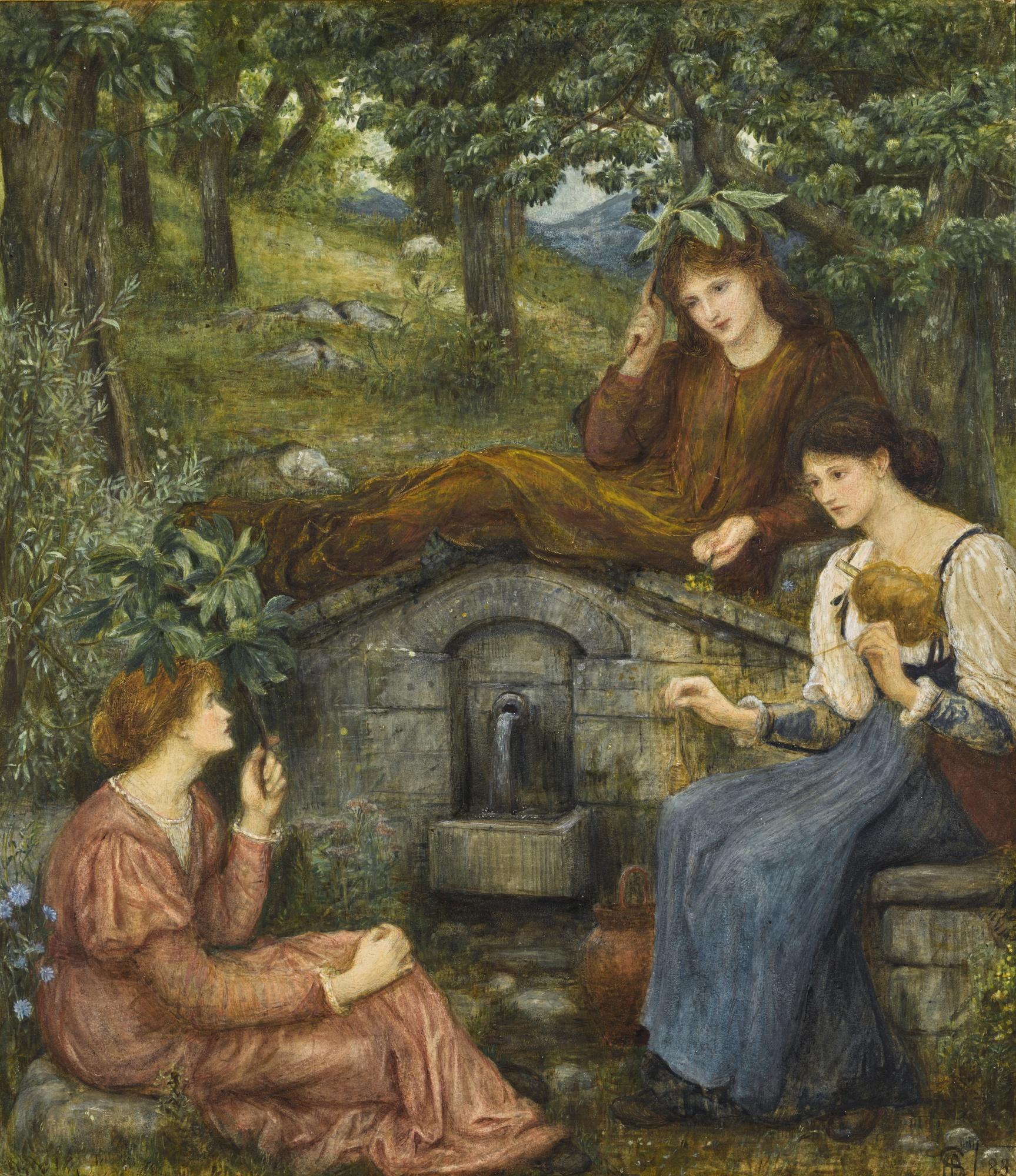 Marie Spartali Stillman - By A Clear Well, Within A Little Field