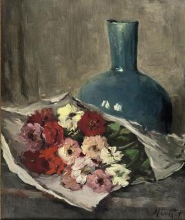 Marie Van Regteren Altena - A still life with flowers and a blue vase