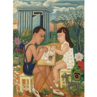 Marie Vassilieff - Marie Josée And Jacques, The Artist\'S Grandchildren Drawing