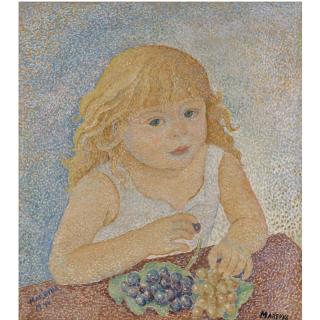 Marie Vorobieff Marevna - Portrait Of A Young Girl Eating Grapes