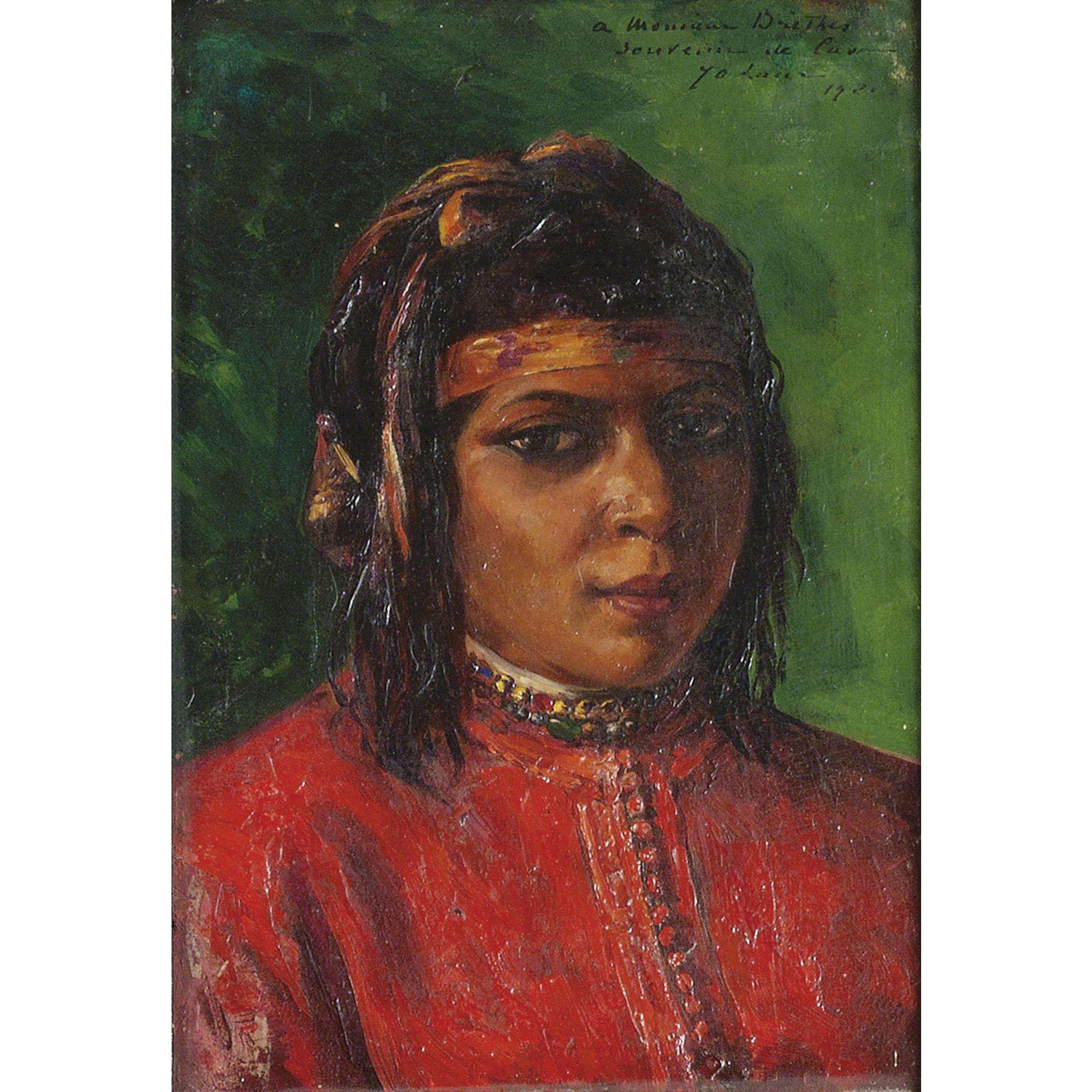 Marie- Yvonne Laur - Portrait De Marocainemarie-Yvonne Laur Called Yo Laur; Portrait Of A Moroccan Woman ; Signed, Dedicated And Dated Lower Right A Mr Bréthès, Souvenir De Casa 1921; Oil On Panel
