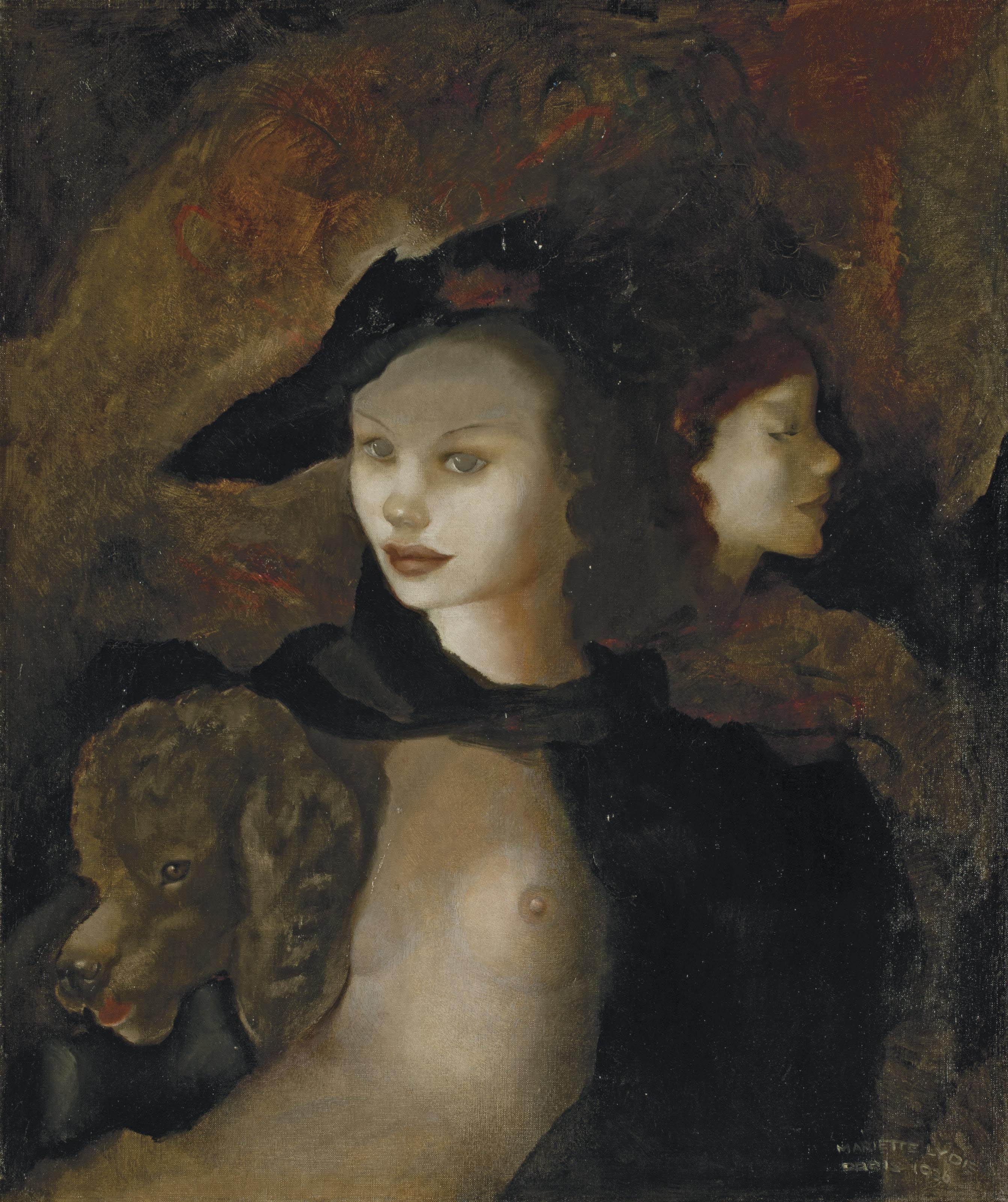 Mariette Lydis - Deux femmes au chien