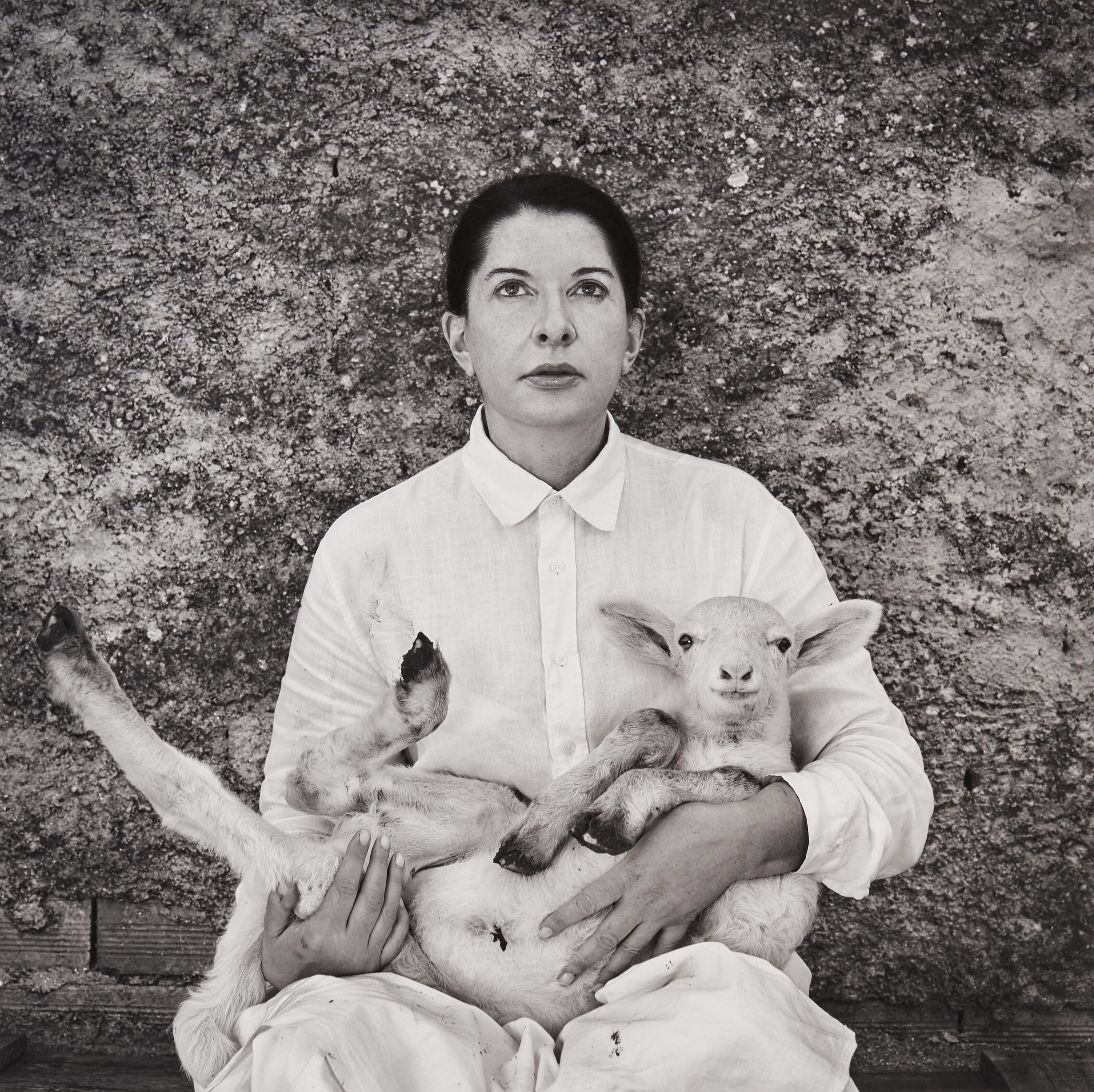 Marina Abramovic - Portrait with Lamb (White), 2010