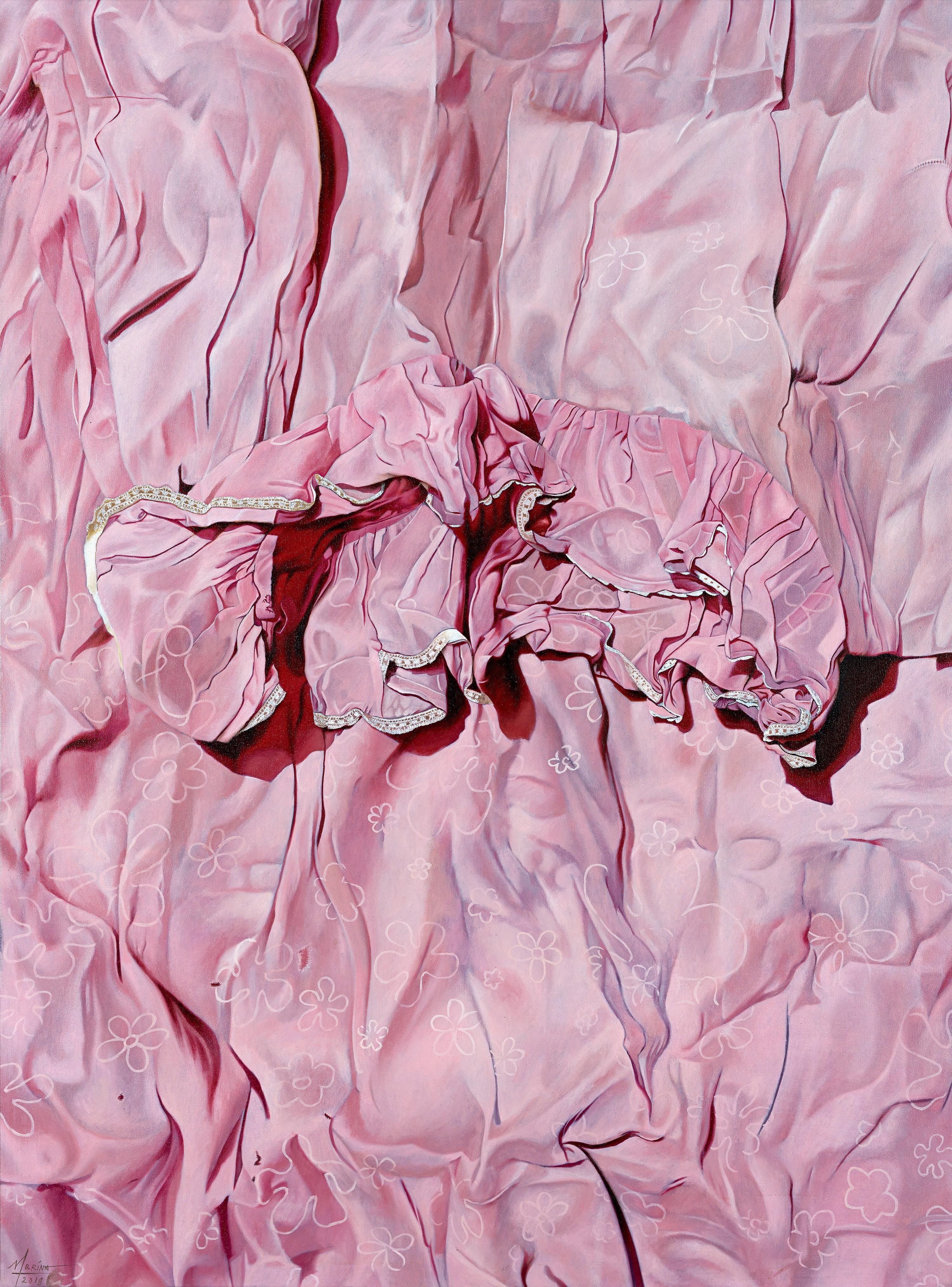 Marina Cruz - Sensual Ruffles With White Flowers(Painted In 2018)