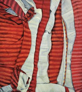 Marina Cruz - White Lines on Red Horizontals(Painted in 2015)