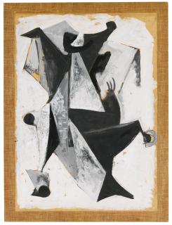 Marino Marini - Architettura In Grigiosigned And Dated 1956, Tempera, Pencil And Ink On Paper Applied On Canvas
