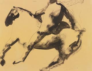 Marino Marini - Cavallo E Cavaliere And Testa Di Ragazza: A Double Sided Drawing