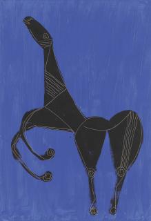 Marino Marini - Cavallo su sfondo blu